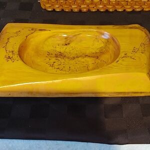 Handcrafted Yellow Wooden Bowl